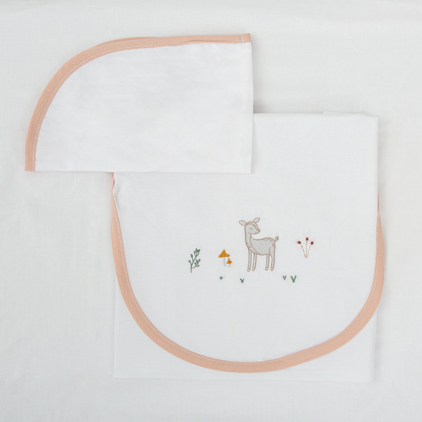 Juego sabanas algodon 100% 3 piezas Deer Blanco Rosa Coche (40x80)