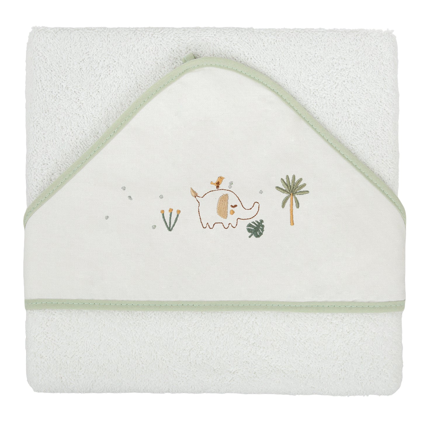 Capa de baño bebé Palm Blanco Verde 100X100