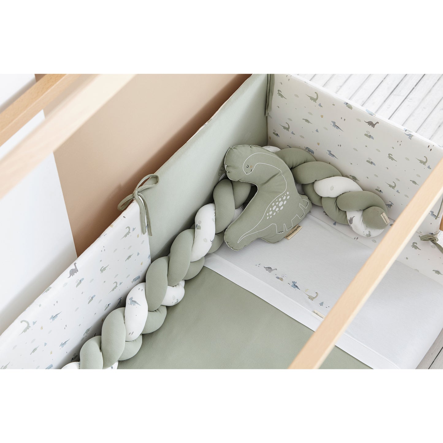 Protector de Cuna Trex Blanco Verde Cuna 60-70 (30x190x3)