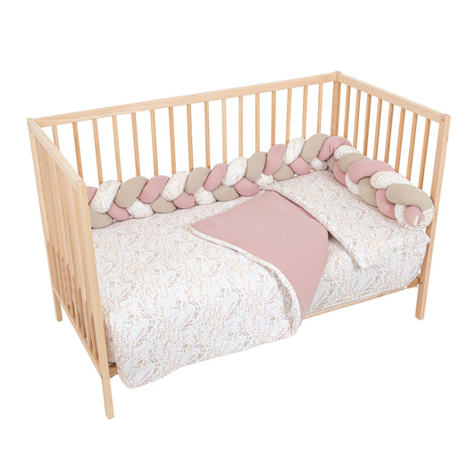 Protector de cuna trenza Niza Blanco Lila 230 cm