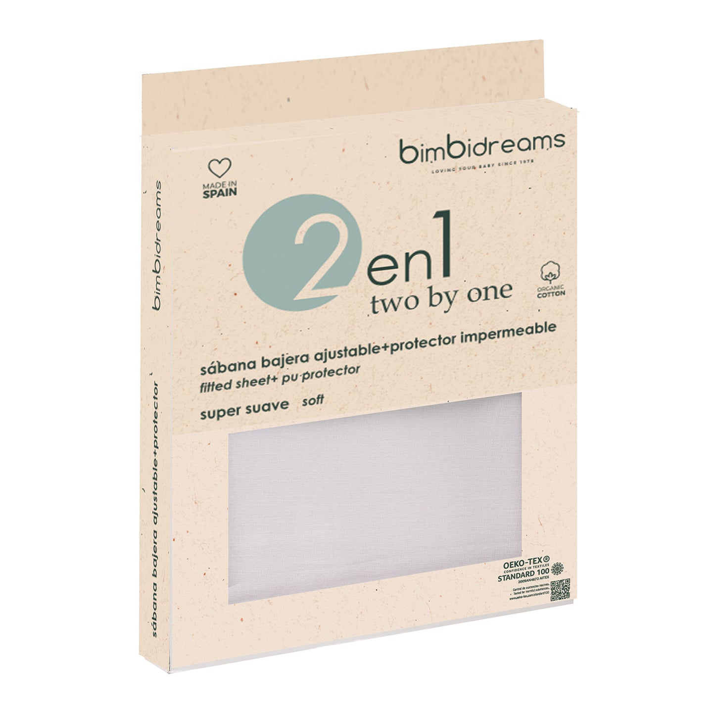 sabana bajera cuna ajustable impermeable 2 en 1 - algodon organico Basics Blanco Maxicuna (70x140)*