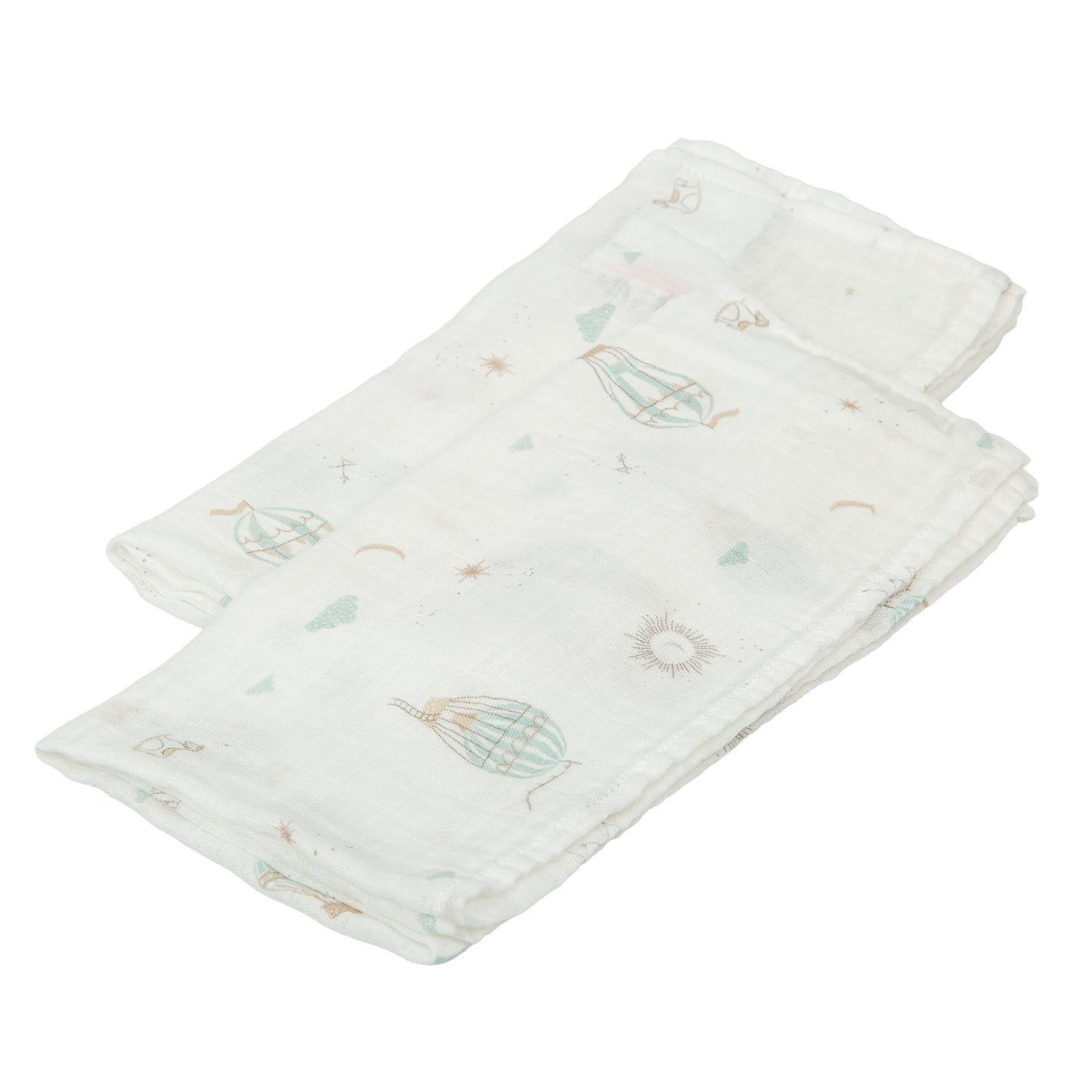Gasas 100% algodon pack 2 Blue Sky Blanco Verde 60x60