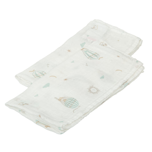Gasas 100% algodon pack 2 Blue Sky Blanco Verde 60x60