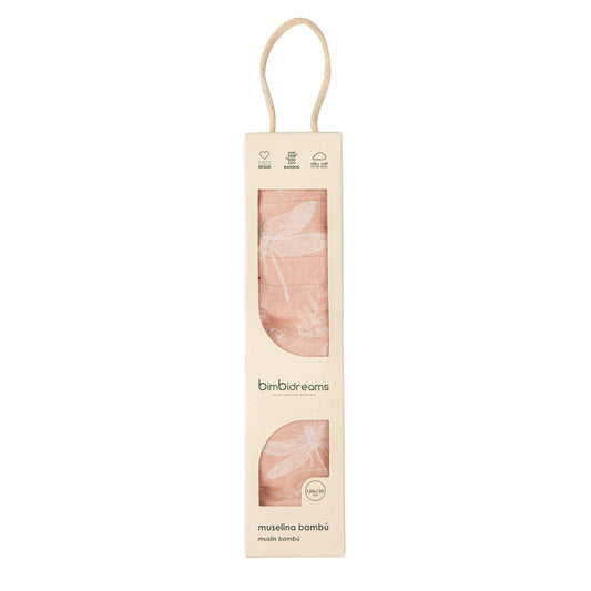 Muselina bambú Dafne Blanco Rosa 120x120