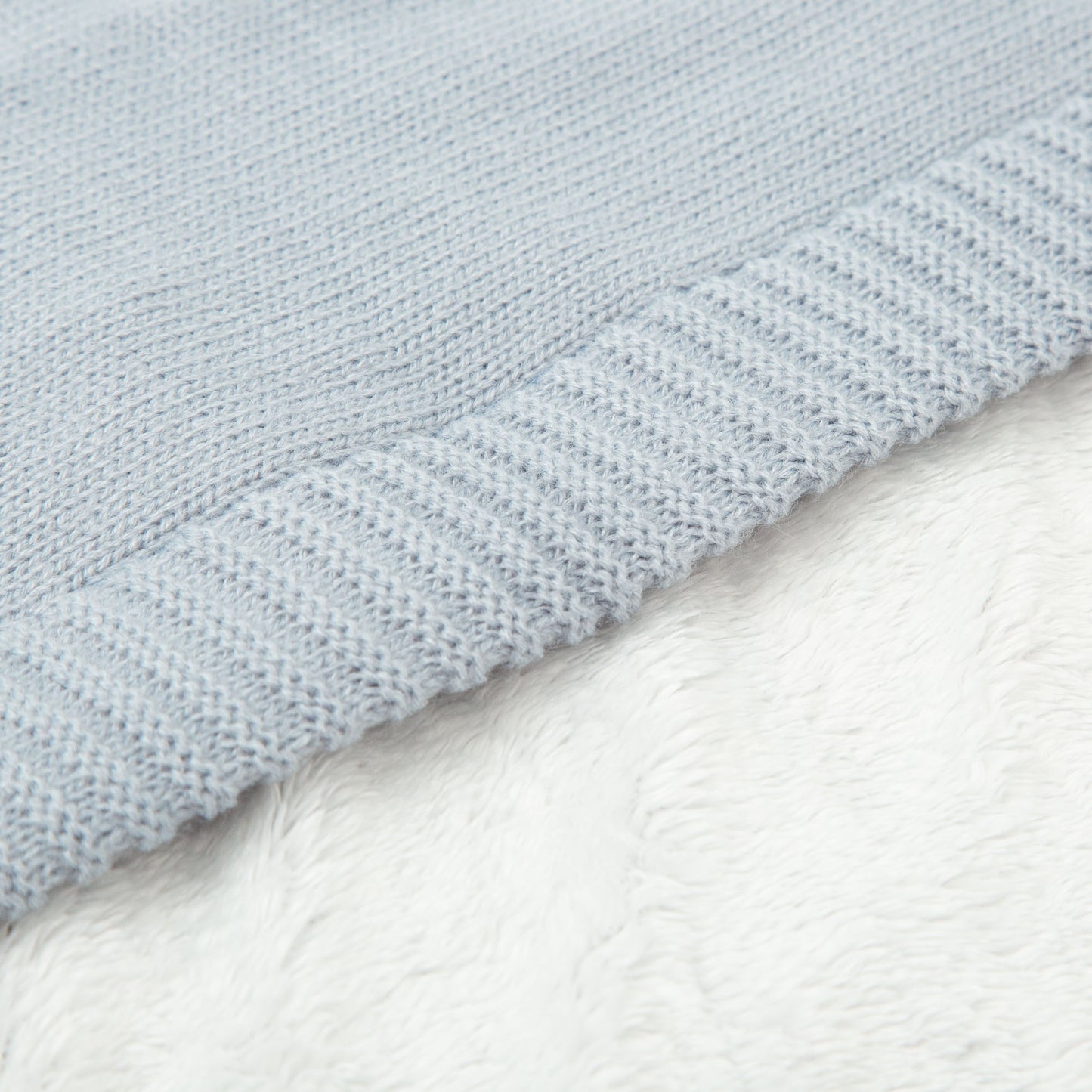 Manta doble cara tricot dots con Coralina HB Basics Azul Grisaceo 80x100