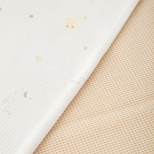 Manta Waffle/Ribana Happy Forest Blanco Lino 80X110