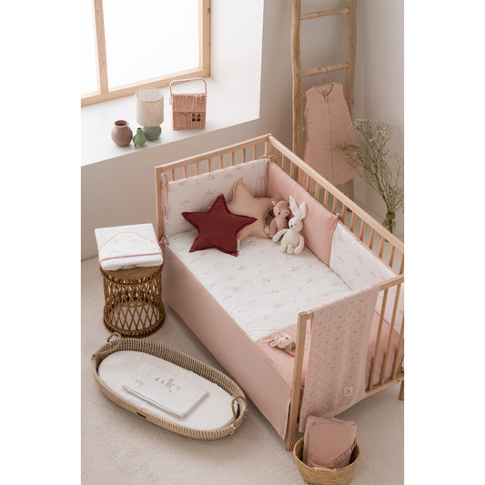 Juego sabanas punto jersey 3 piezas Deer Blanco Rosa Cuna (60x120)