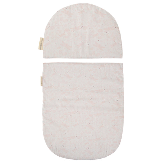 Capazo Mimbre - Colcha y Almohada Dafne Blanco Rosa coche/capazo 40x80