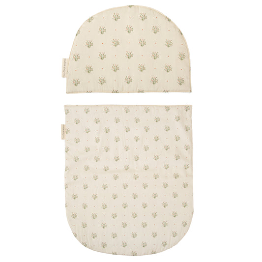 Capazo Mimbre - Colcha y Almohada Cornelia Blanco Verde coche/capazo 40x80