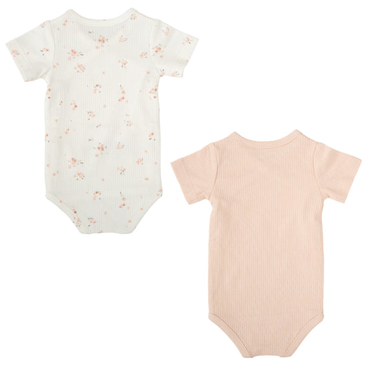 Body bebé manga corta pack 2 Monet Blanco Rosa 0-1 Mes
