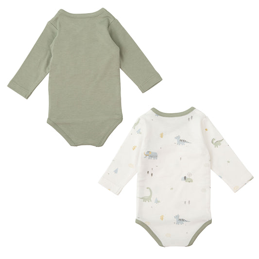 Body bebé manga larga pack 2 Trex Blanco Verde 0-1 Mes