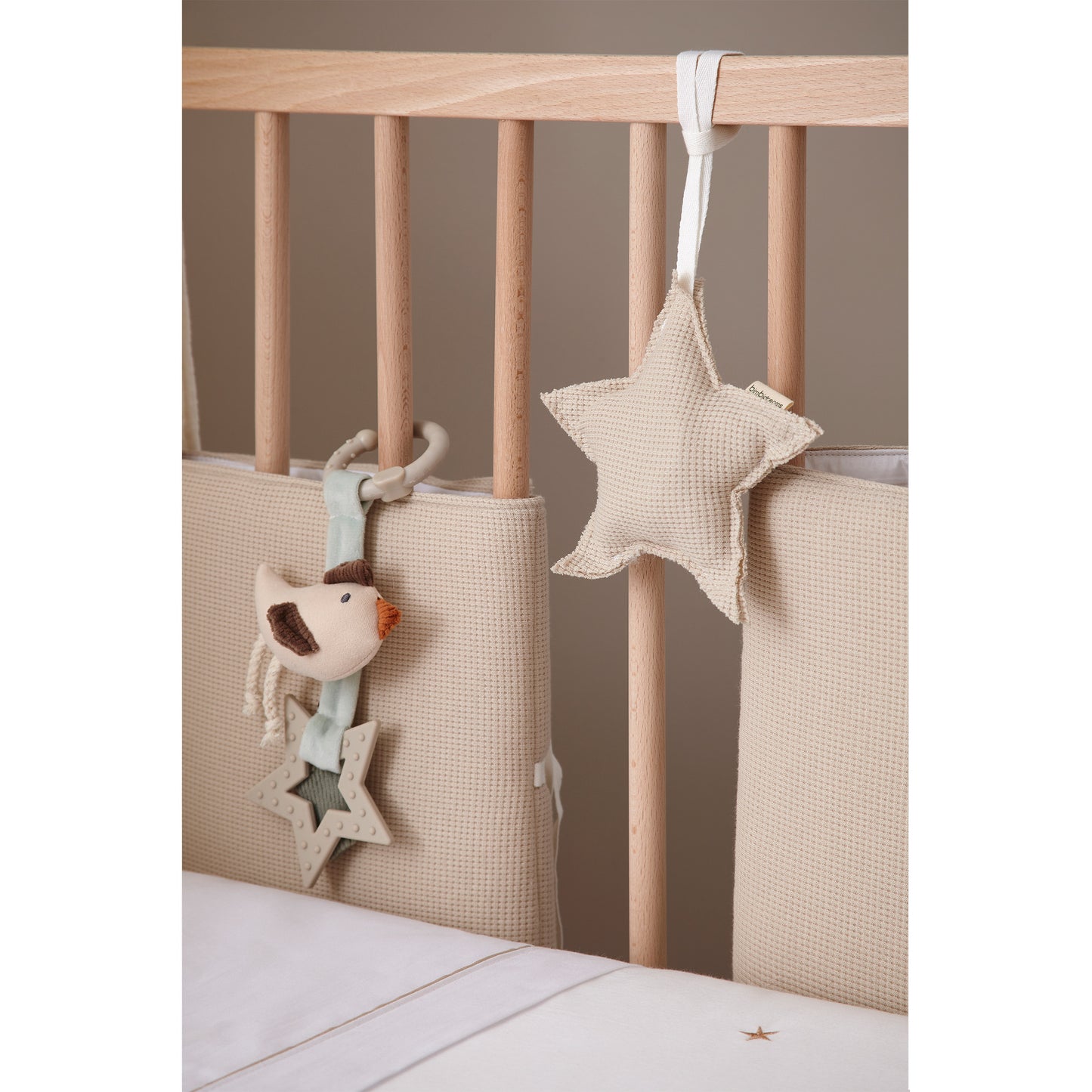 Colgador estrella sonajero Waffle Lino 15x15