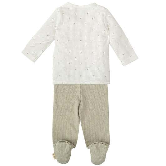 Conjunto jubon y polaina Cornelia Blanco Verde 1-3 Meses