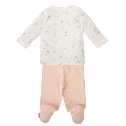 Conjunto jubon y polaina Monet Blanco Rosa 1-3 Meses
