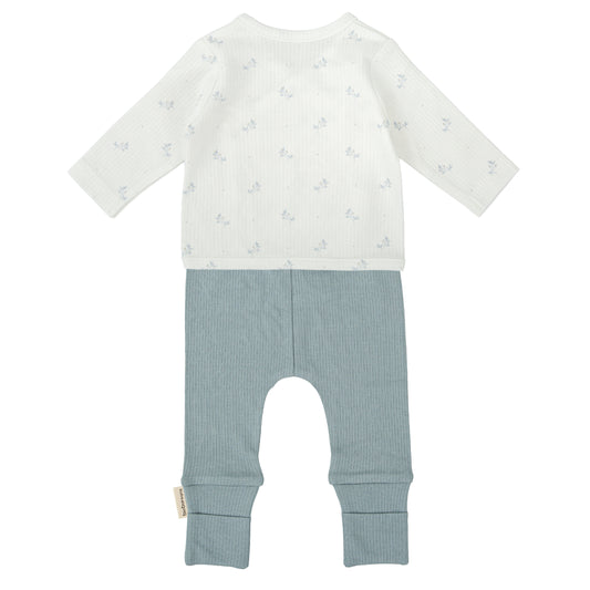 Conjunto jubon y polaina Eden Blanco Azul 1-3 Meses