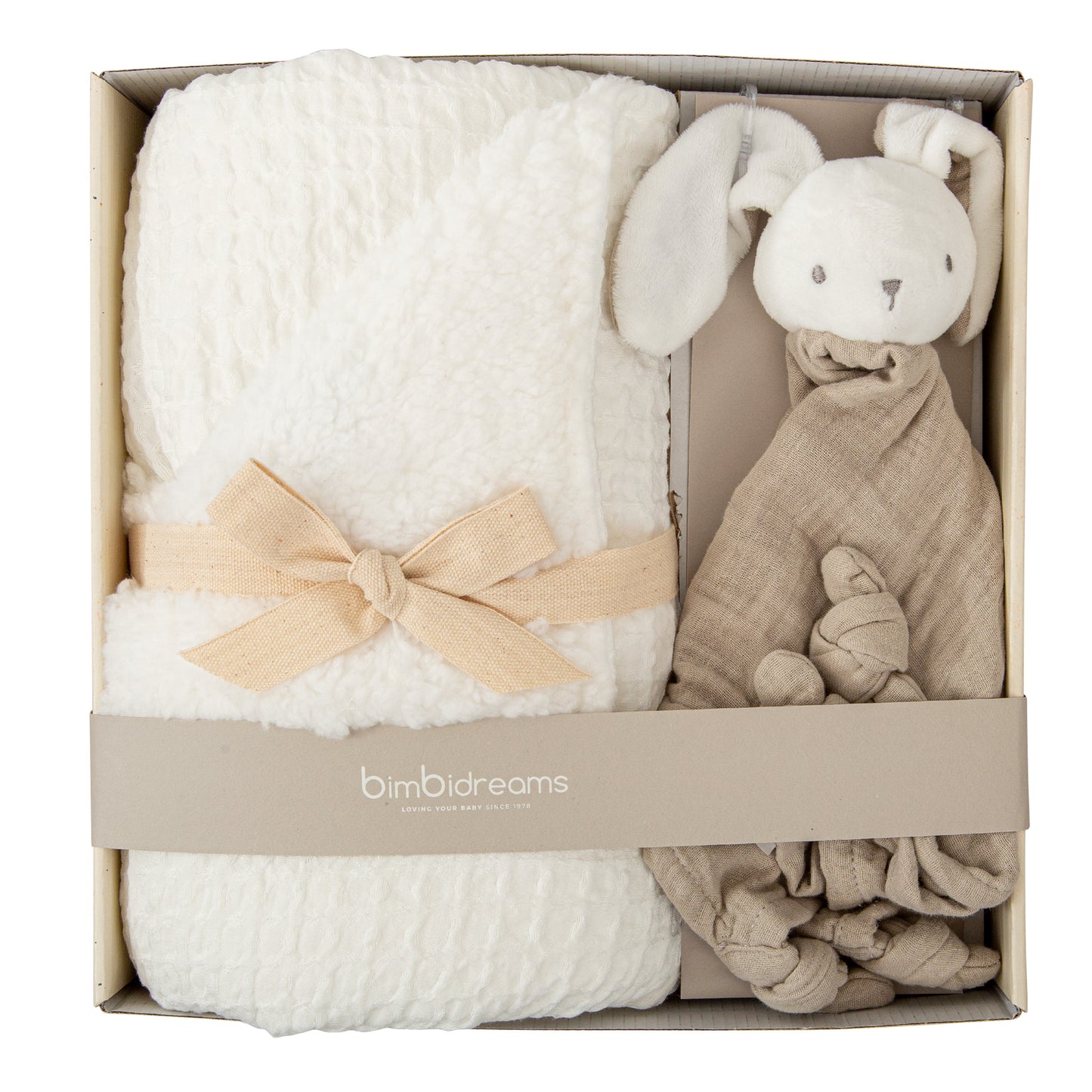 Manta waffle/coralina con doudou - set regalo False