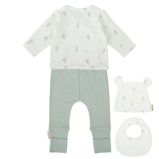 Set Nacimiento - 4p Blue Sky Blanco Verde 0-3 meses