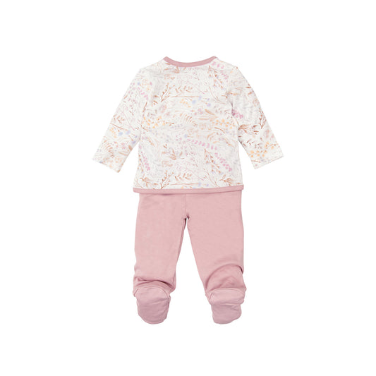 Conjunto jubon y polaina Niza Blanco Lila 0-1 Mes