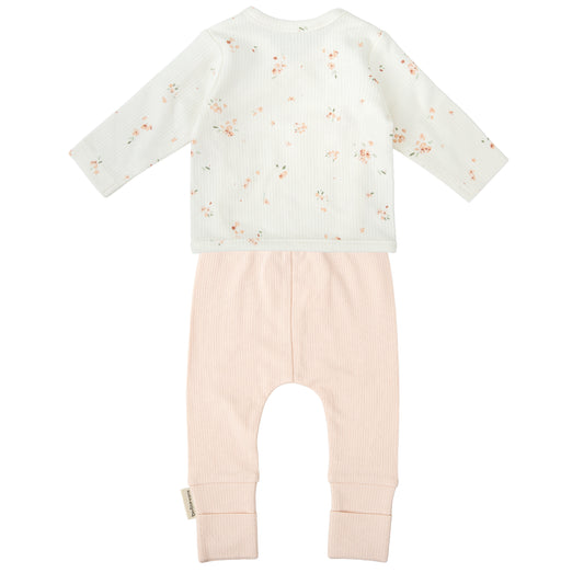 Conjunto jubon y polaina Monet Blanco Rosa 0-1 Mes