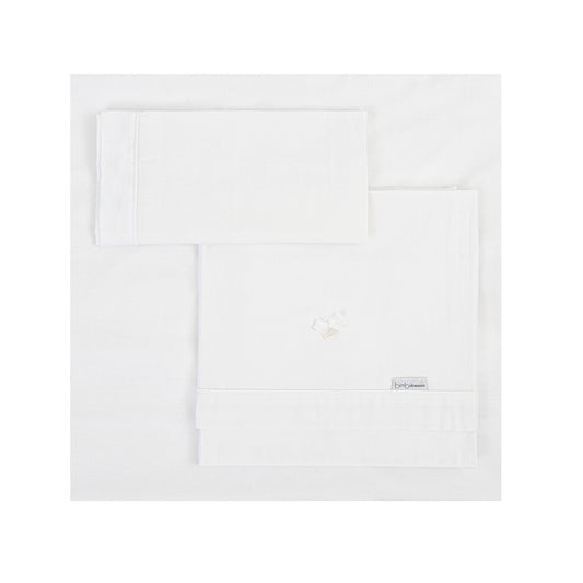 Juego sabanas algodon 100% 3 piezas Toscana Blanco Minicuna (50x80-90)