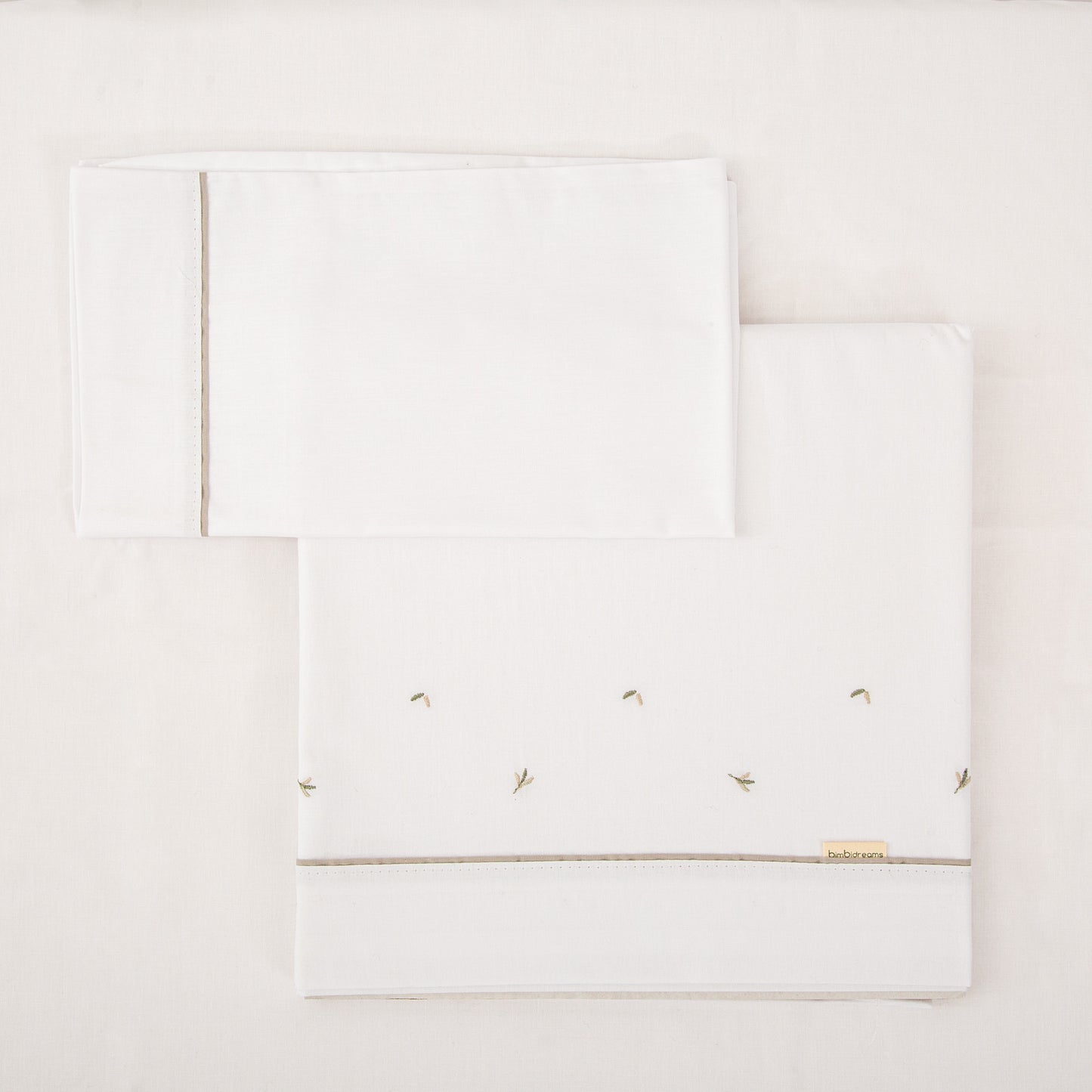 Juego sabanas algodon 100% 3 piezas Cornelia Blanco Verde Minicuna (50x80-90)
