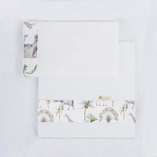 Juego sabanas algodon 100% 3 piezas África Blanco Coche (40x80)*