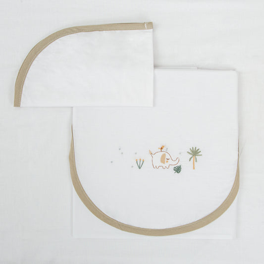 Juego sabanas algodon 100% 3 piezas Palm Blanco Verde Coche (40x80)