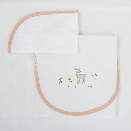 Juego sabanas algodon 100% 3 piezas Deer Blanco Rosa Coche (40x80)