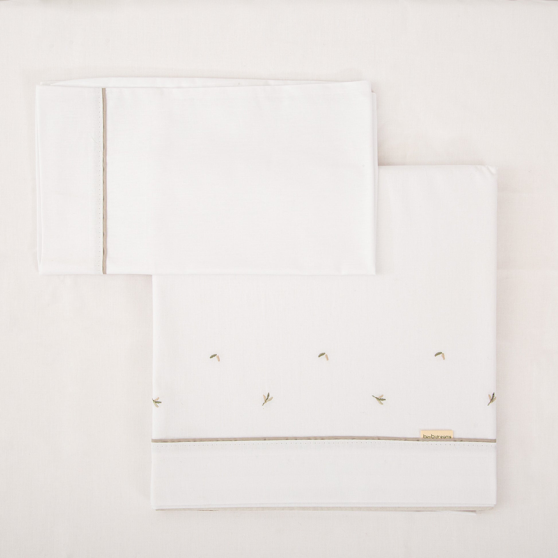 Juego sabanas algodon 100% 3 piezas Cornelia Blanco Verde Cuna (60x120)