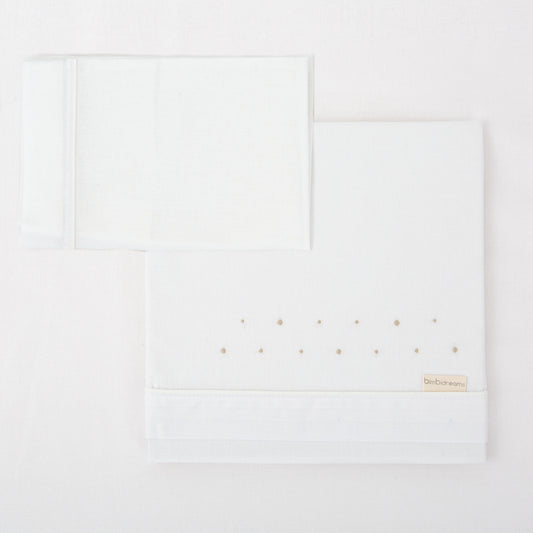 Juego sabanas algodon 100% 3 piezas Punts Blanco Lino Cuna (60x120)