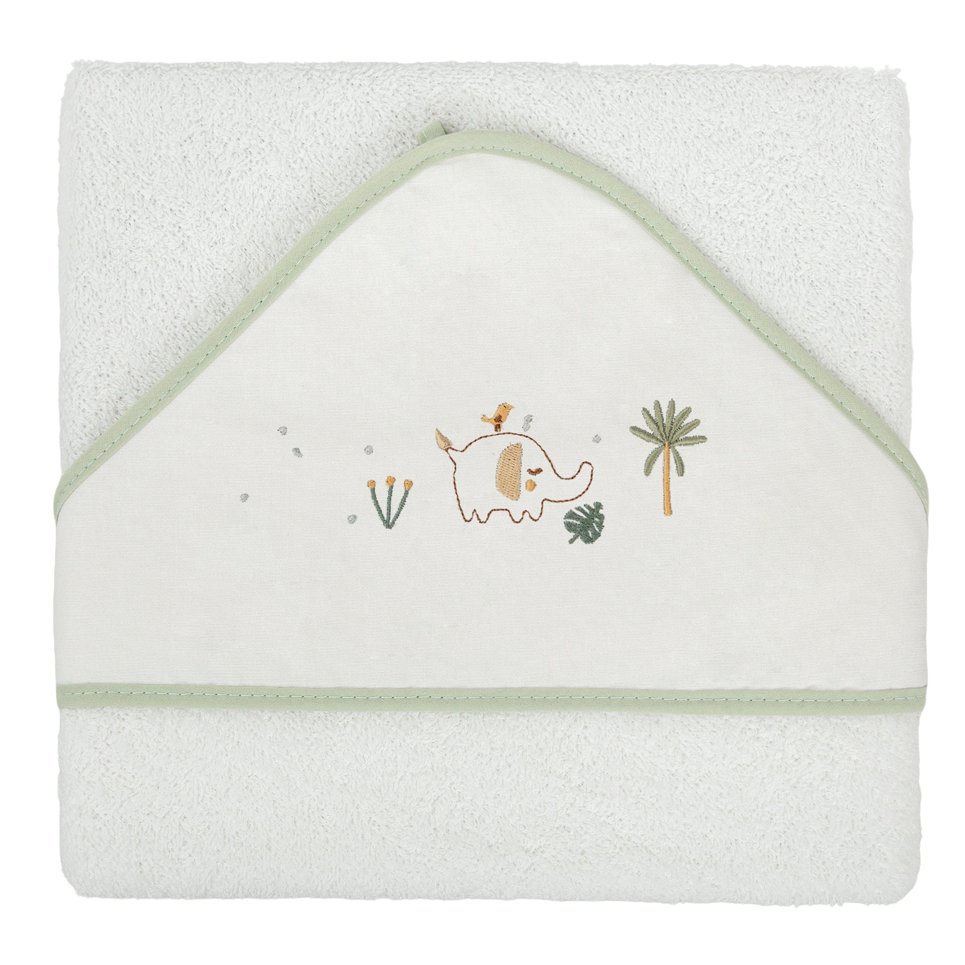 Capa de baño bebé Palm Blanco Verde 100X100