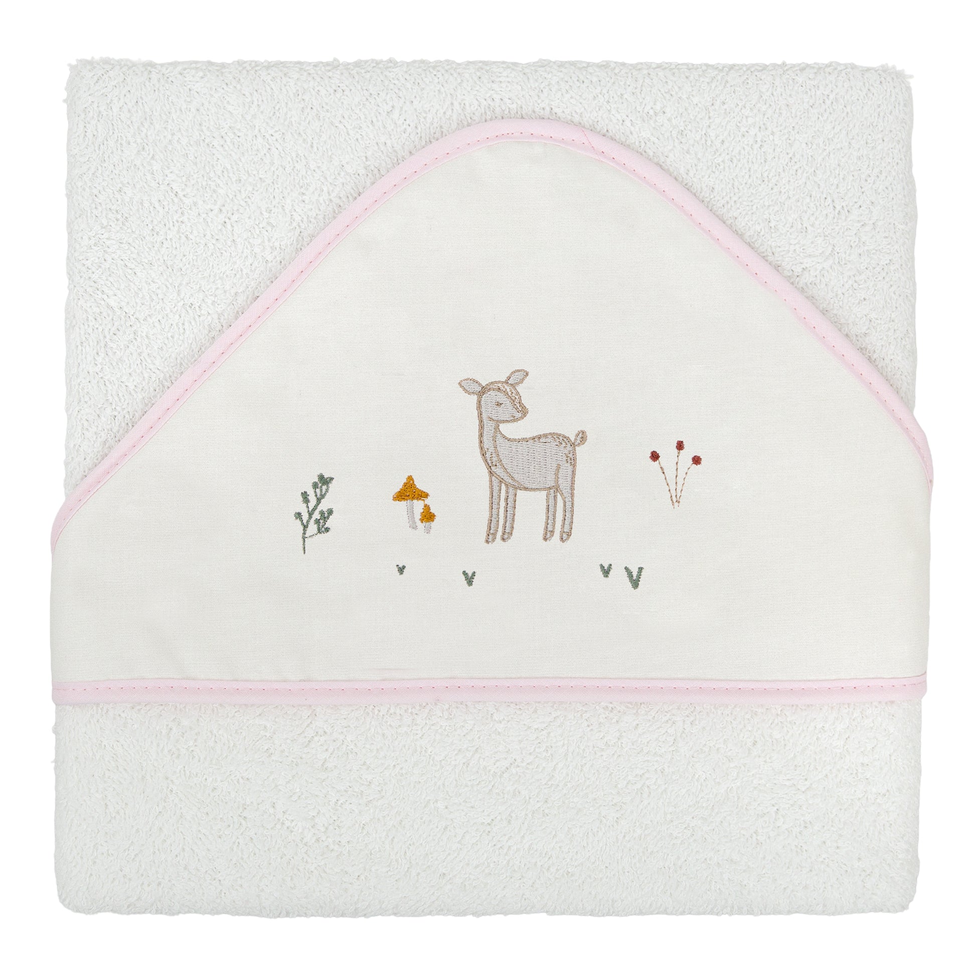 Capa de baño bebé Deer Blanco Rosa 100X100