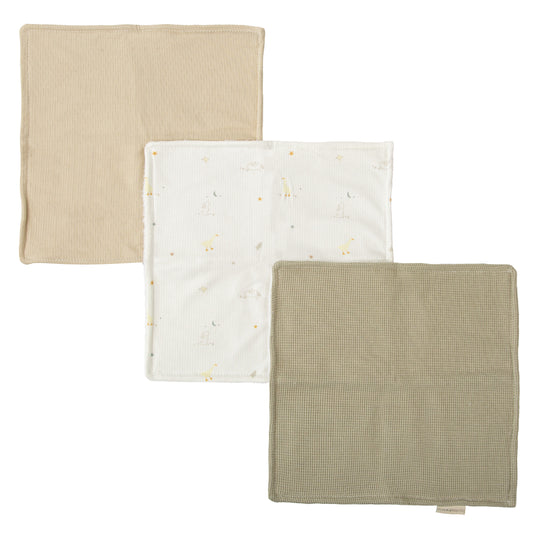 Toallita Bebé - set 3 Happy Forest Blanco Lino 30x30