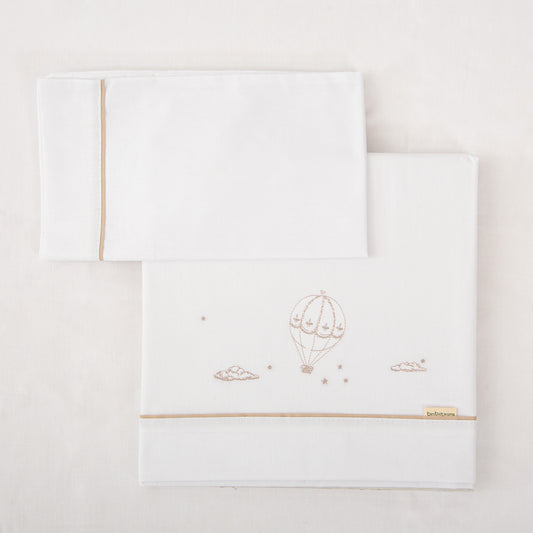 Juego sabanas algodon 100% 3 piezas Noe Blanco Lino Maxicuna (70x140)