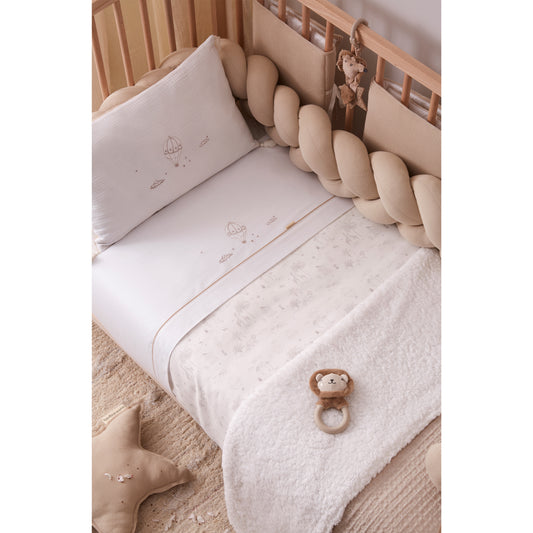 Juego sabanas algodon 100% 3 piezas Noe Blanco Lino Maxicuna (70x140)