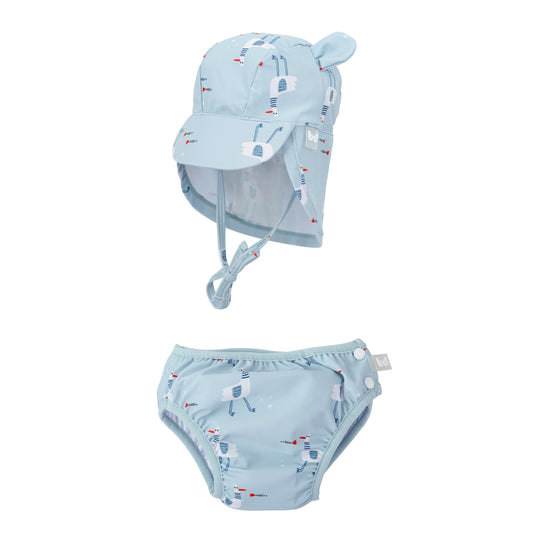 Bañador+gorra con protección solar Gavina Azul 3-9m