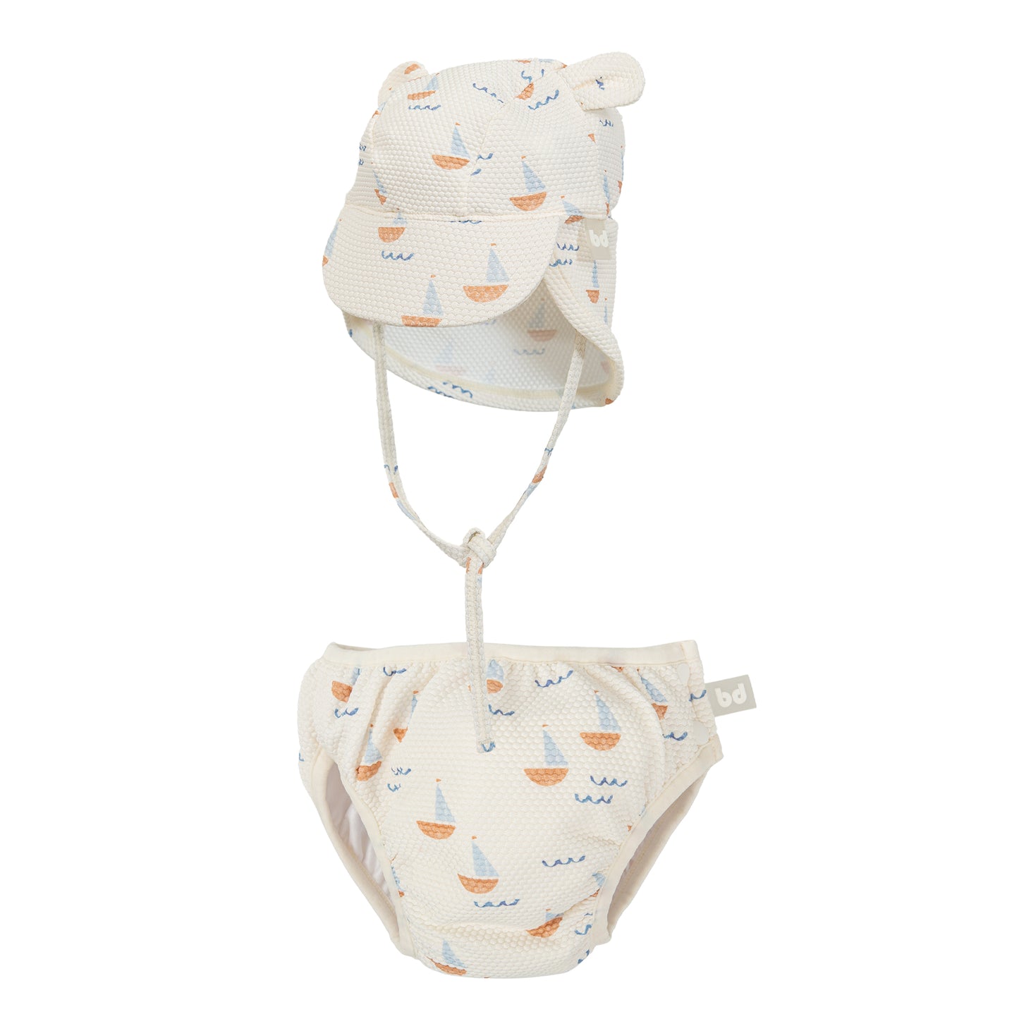 Bañador+gorra con protección solar Calypso Blanco Azul 3-12m