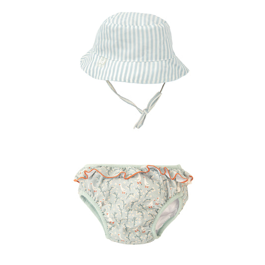 Bañador+gorra con protección solar Guss Blanco Verde 3-12m