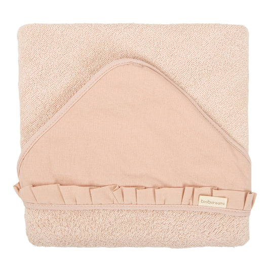 Capa de baño bebé manos libre Algodon Stone Washed Rosa Empolvado 100X100