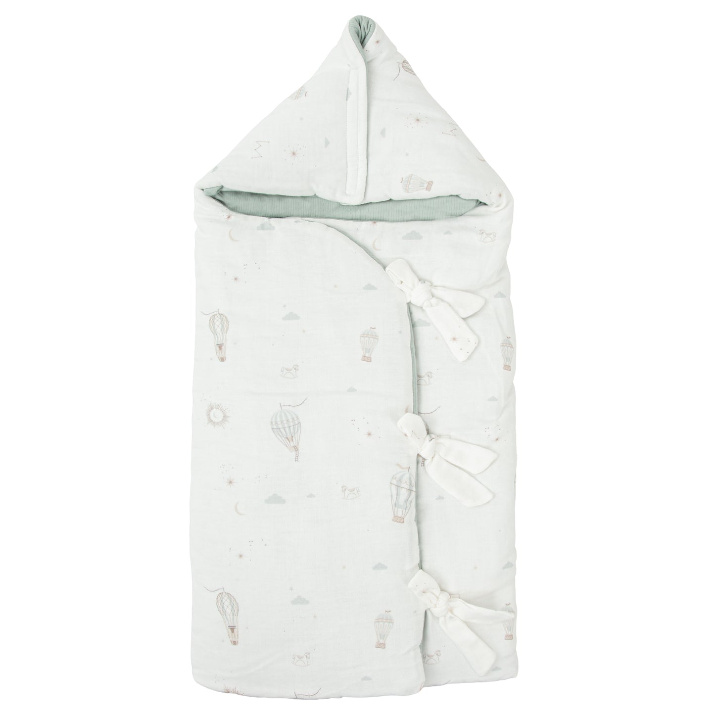 Saco arrullo con capucha Blue Sky Blanco Verde