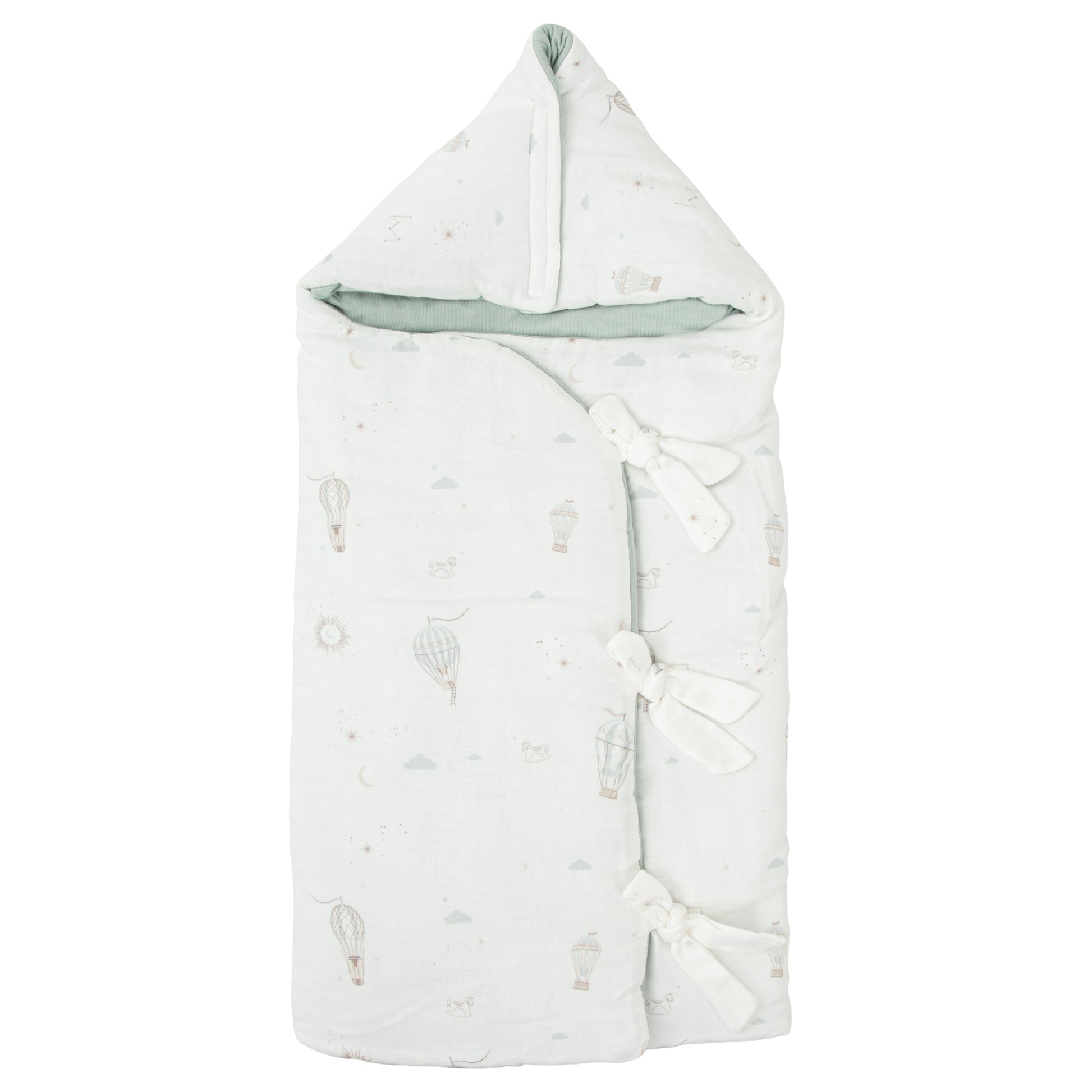 Saco arrullo con capucha Blue Sky Blanco Verde