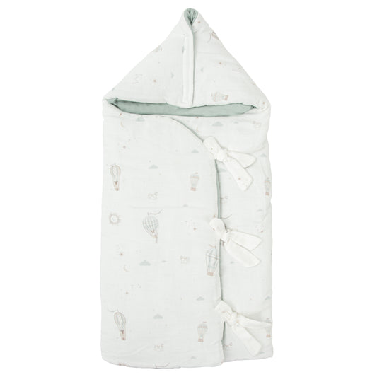 Saco arrullo con capucha Blue Sky Blanco Verde