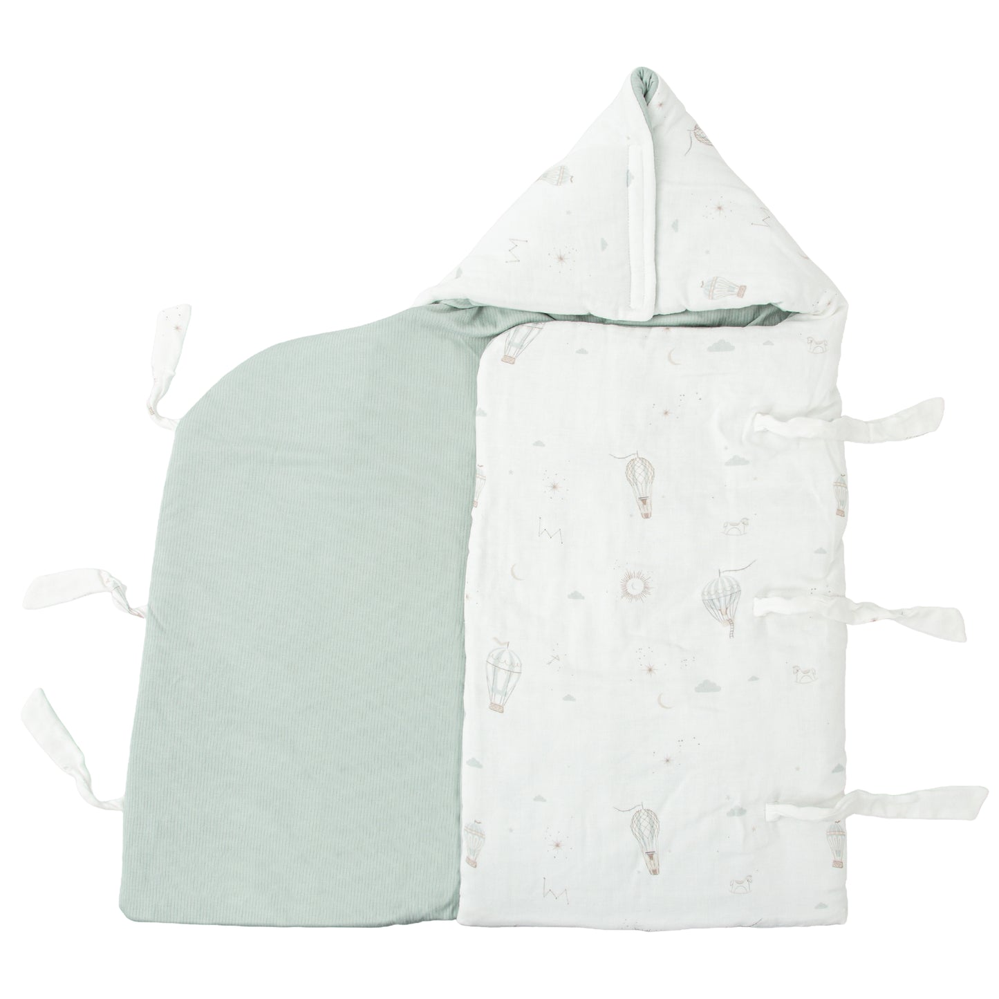 Saco arrullo con capucha Blue Sky Blanco Verde