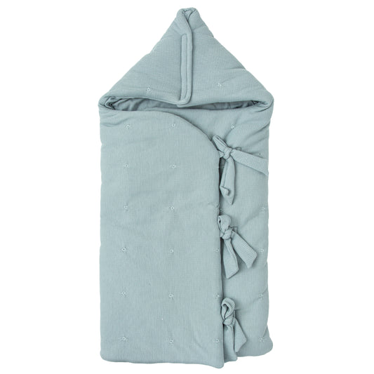 Saco arrullo con capucha Waffle Azul 44x88