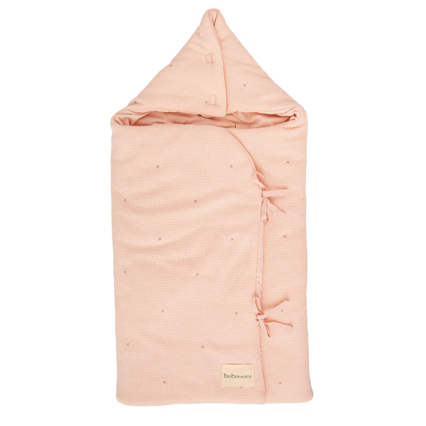 Saco arrullo con capucha Waffle Rosa 44x88