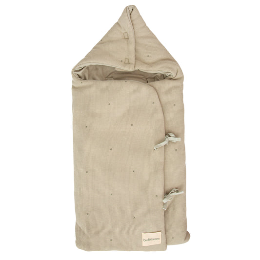 Saco arrullo con capucha Waffle Verde 44x88