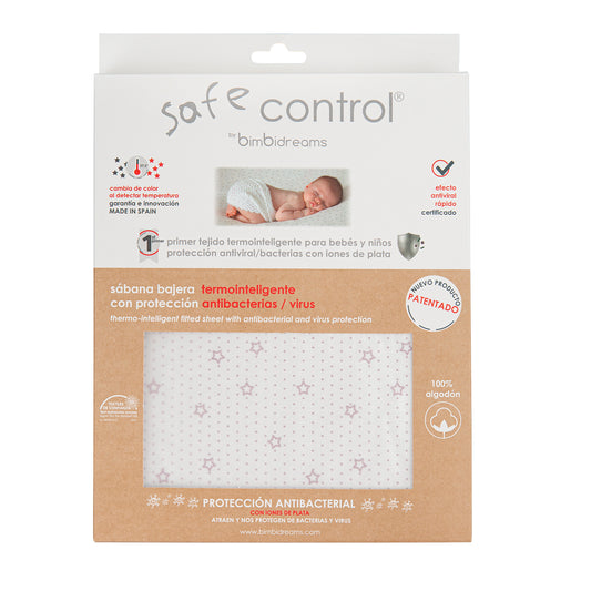 Bajera cuna algodon 100% Safe Control Blanco Gris 50x80