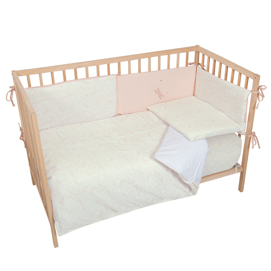 Protector de Cuna Dafne Blanco Rosa Cuna 60-70 (30x190x3)