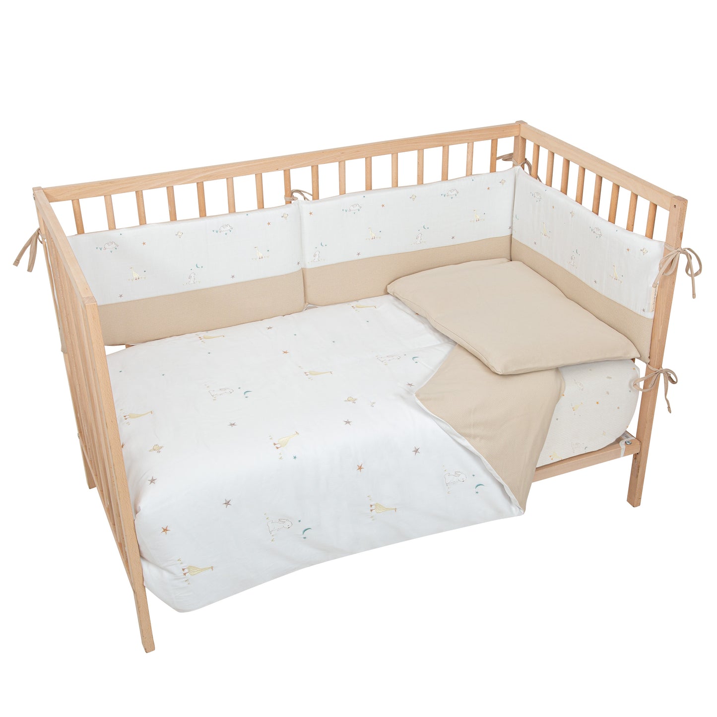 Protector de Cuna Happy Forest Blanco Lino Cuna 60-70 (30x190x3)