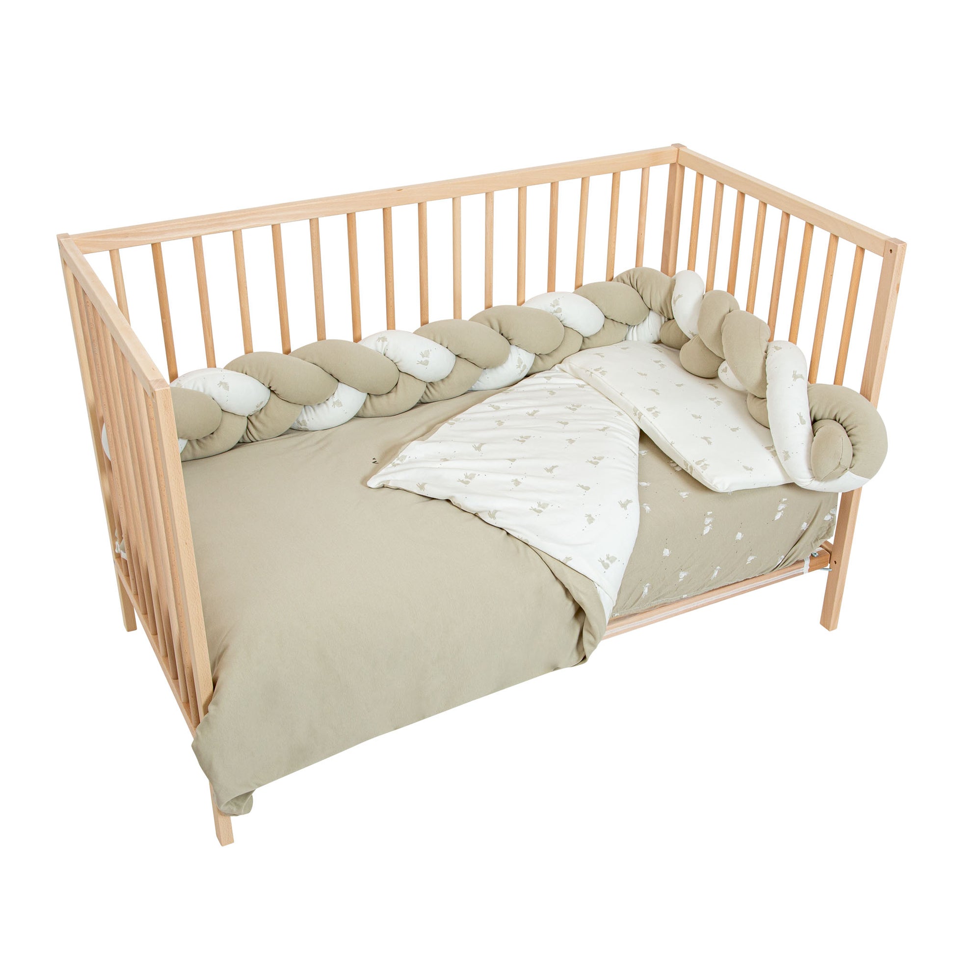 Protector de cuna trenza Bunny VM Verde Musgo 230 cm 2